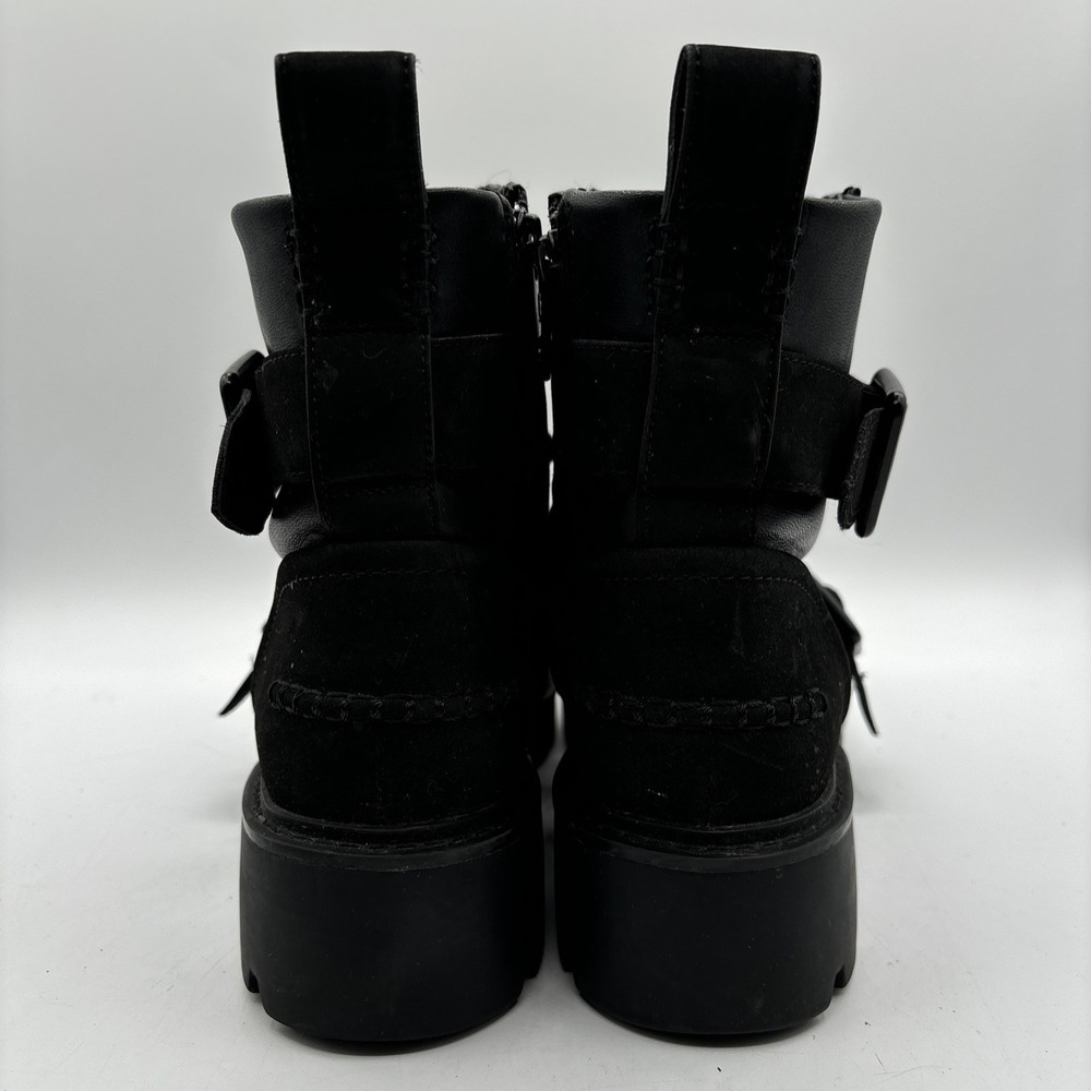 UGG Noe Combat Boots Women's Size 8.5 Black Moto Biker Chunky Leather 1104731 - Picture 3 of 12